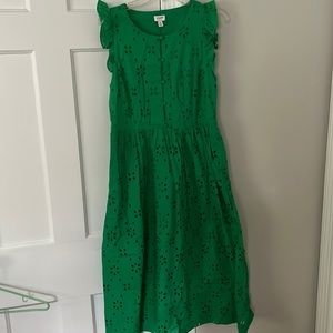 Jcrew green eyelet dress